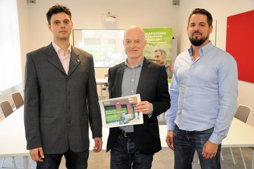 Stellten den Durchbruch für Mini-PV-Anlagen in Berlin vor: Markus Vietzke (DGS), Michael Friedrich, Dr. Jörn Bringewat (Greenpeace Energy).
